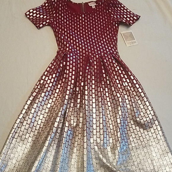 LAST CHANCE SALE Red & Silver Amelia Dress LuLaRoe Elegant Size XXS NEW - Picture 1 of 8